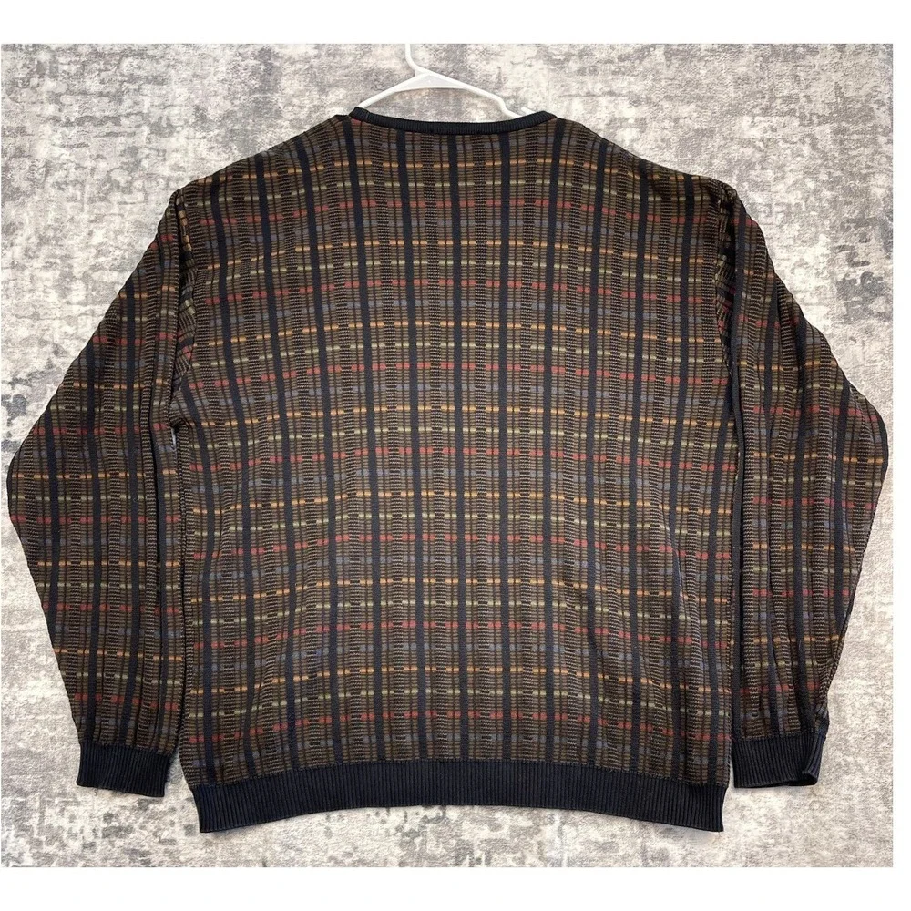 Vtg Tosani Canada 3D Knit Sweater Men 2XL Brown Geometric Cosby NWOT Grandpacore